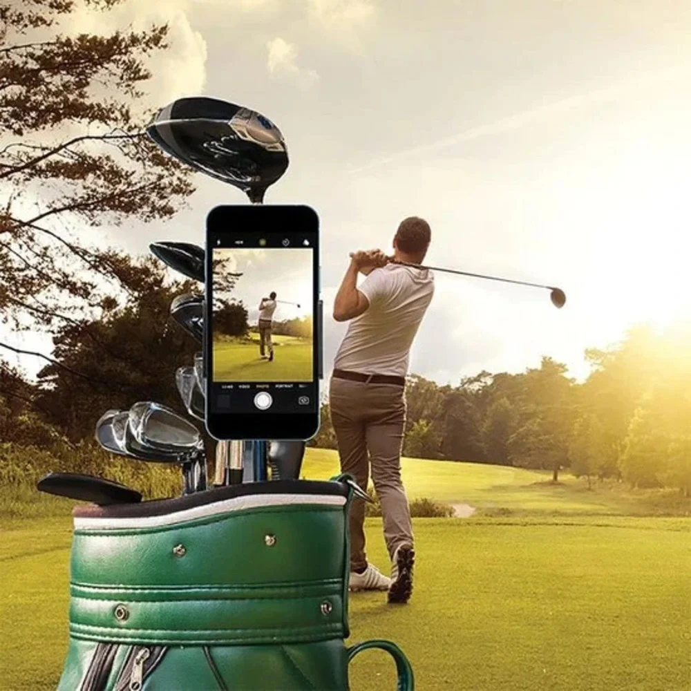 Kikkerland Golf Selfie Clip Adjustable Mount Fits All Golf Clubs - Black
